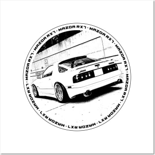 MAZDA RX-7 FC Black 'N White 4 Posters and Art